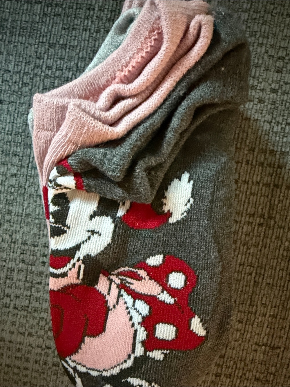 Disney Pink & Red Mickey Holiday Crew Socks - Picture 3 of 5